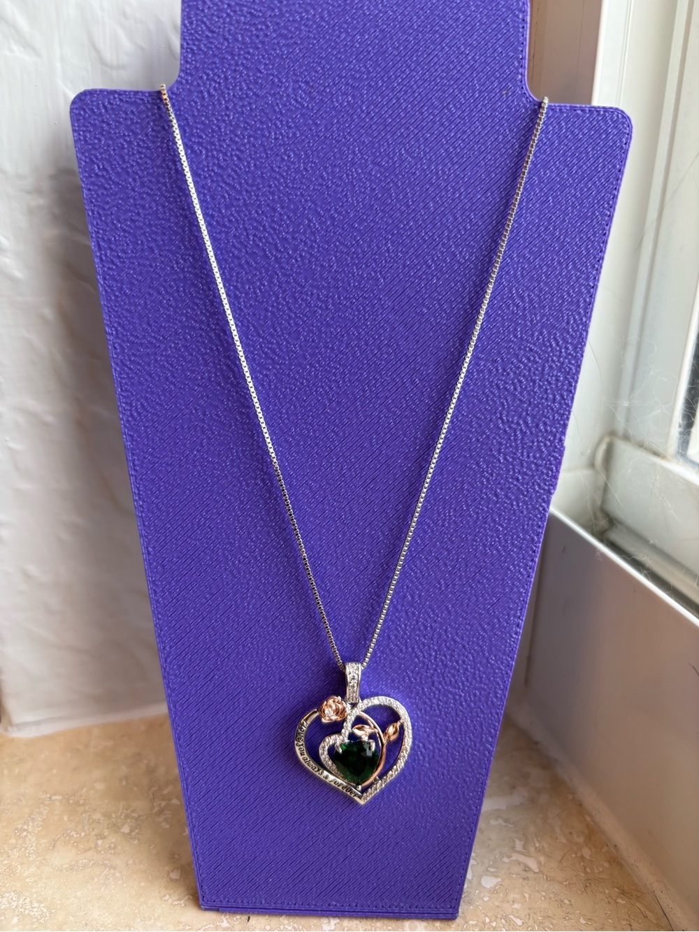 Rose Heart Love You Always and Forever Birthstone Pendent Necklace-New